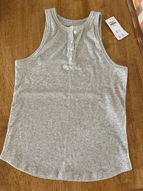 Abercrombie Kids Girls Grey Ribbed Henley Tank Top